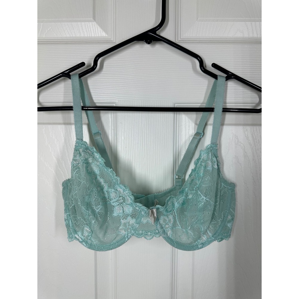 Apt. 9 Bra Womens 36C Mint Green Lace Unlined Underwire Bow Accent Lingerie